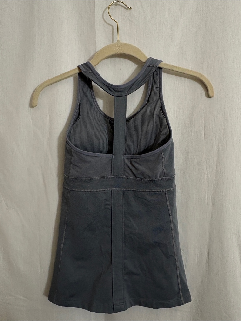 Athleta Stunner Tank Gray XXS Built In Bra T Back Workout Yoga Running - Picture 3 of 8